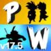 "Pantalla de descarga que muestra la última versión del Mod APK de Power Warriors 17.5, con arte vibrante de personajes y destacados de la actualización, optimizada para juegos móviles."