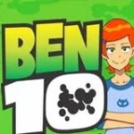 El logotipo de un acercamiento de “Ben 10: A Day With Gwen” con un alegre Gwen Tennyson retratado sobre un brillante fondo verde.