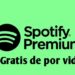 "Spotify Premium promotional ad on a green background with the Spotify logo and the text 'Free for life?' highlighting a potential offer."
