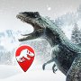 Icono de Jurassic World Alive Mod APK mostrando un dinosaurio en paisaje invernal con logo de juego.