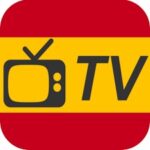 Logotipo de Spain TV+ APK, canal de TV y diseño gráfico de televisión en la bandera de España.