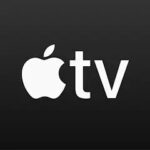 Logo de Apple TV MOD APK en fondo negro.