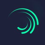 Logo de Alight Motion Mod APK en verde turquesa sobre fondo azul oscuro, representando un estilo moderno y tecnológico.